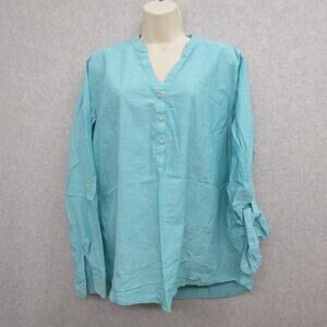 Riders Lee Womens Blue Top Shirt Size XL Long Sleeve Buttons V Neck Ladies